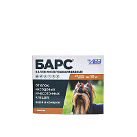 АВЗ Барс Капли для собак до 10кг против блох и клещей 1 пипетка