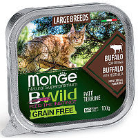 Monge Cat BWild Grain Free Влажный корм для кошек крупных пород, ламистер, Буйвол и Овощи