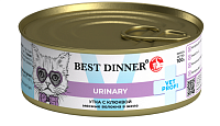 Best Dinner Exclusive Vet Profi Urinary Влажный корм для стерилизованных кошек, профилактика МКБ, мясные волокна в желе, Утка и Клюква