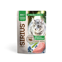 Sirius Premium Adult Влажный корм для кошек, Индейка с Черникой 