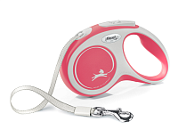 Flexi New Comfort Tape S Поводок-рулетка для собак до 15кг, красный, ремень 5м