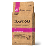 Grandorf Adult Medium&Maxi Turkey Сухой корм для собак средних и крупных пород, Индейка