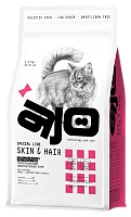 AJO Cat Skin&Hair Сухой корм для длинношерстных кошек, для кожи и шерсти, Лосось и Индейка