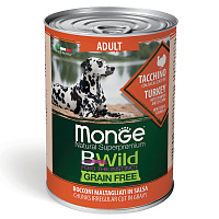Monge Dog BWild Grain Free Влажный корм для собак, Индейка, Тыква и Кабачки