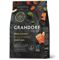 Беззерновой корм с живыми пробиотиками Grandorf Fresh Dog Adult Mini Salmon&Sweet Potato Сухой корм для собак мелких пород, Филе Лосося и Батат