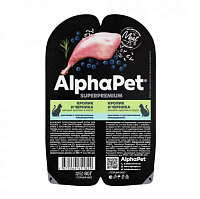AlphaPet Superpremium Влажный корм для кошек с чувствительным пищеварением, Кролик и Черника в соусе