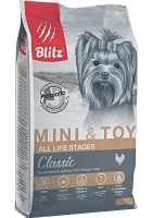 Blitz Classic Adult Dog Mini&Toy Сухой корм для собак мелких и миниатюрных пород, Курица