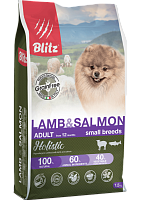 Blitz Holistic Adult Dog Small Grain Free Сухой беззерновой корм для собак мелких пород, Ягненок и Лосось