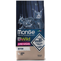 Monge Cat BWild Low Grain Сухой корм для котят, мясо Гуся