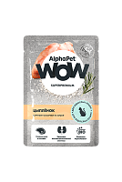 AlphaPet WOW Superpremium Влажный корм для взрослых кошек, сочные кусочки в соусе, Цыпленок