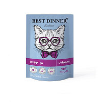 Best Dinner Exclusive Vet Profi Urinary Влажный корм для кошек, для профилактики МКБ, кусочки в соусе, Курица
