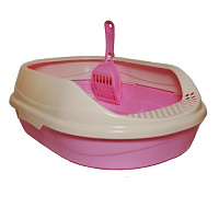 Homecat Туалет для кошек с совком (розовый) 43*31*16см