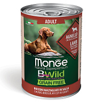 Monge Dog BWild Grain Free Влажный корм для собак, Ягненок, Тыква и Кабачки