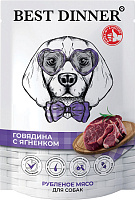 Best Dinner Dog Super Premium Влажный корм для щенков и взрослых собак, рубленое мясо, Говядина и Ягненок