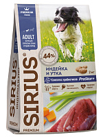Sirius Сухой корм для собак средних пород, Индейка и Утка с Овощами