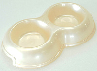 Homepet Миска двойная для животных (бежевый перламутр) 2*200мл