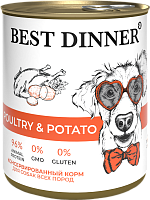 Best Dinner Влажный корм для щенков и взрослых собак, Птица и Картофель