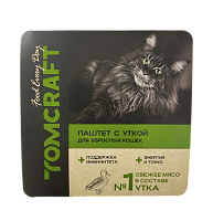 Tomcraft Влажный корм полнорационный для взрослых кошек, нежный паштет, Утка