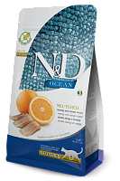 Farmina N&D Ocean Neutered Adult Herring&Orange Сухой корм для стерилизованных кошек, Сельдь и Апельсин