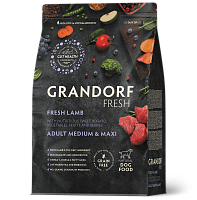 Беззерновой корм с живыми пробиотиками Grandorf Fresh Dog Med&Maxi Lamb&Sweet Potato Сухой корм для собак средних и крупных пород, Ягненок и Батат