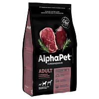 AlphaPet Superpremium Medium Adult Сухой корм для собак средних пород, Говядина и Потрошки