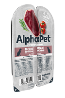 AlphaPet Superpremium Monoprotein Влажный корм для взрослых собак, мясные кусочки в соусе, Утка