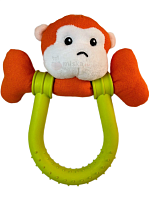 Foodster Игрушка для собак Плюшевая обезьянка с резиновым кольцом, 21.3см