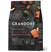 Беззерновой корм с живыми пробиотиками Grandorf Fresh Dog Med&Maxi Salmon&Sweet Potato Сухой корм для собак средних и крупных пород, Лосось и Батат