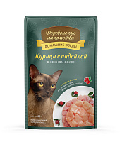 Деревенские Лакомства Влажный корм для кошек Курица/Индейка (в соусе)