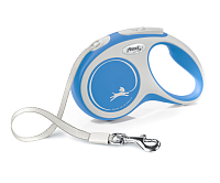 Flexi New Comfort Tape XS Поводок-рулетка для собак до 12кг, голубой, ремень 3м