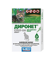 Диронет СПОТ-ОН антигельминтик капли на холку 3 пипетки