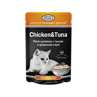 Gina Chicken&Tuna Влажный корм для кошек Цыпленок/Тунец в соусе, 85гр