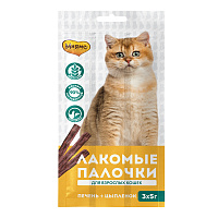Мнямс Лакомство для кошек Лакомые палочки с Цыпленком и Печенью 13.5см
