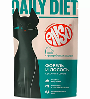 ENSO DAILY DIET Влажный корм для привередливых кошек кусочки в соусе с форелью и лососем