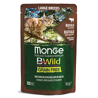 Monge Cat BWild Grain Free Влажный корм для кошек крупных пород, пауч, Буйвол и Овощи