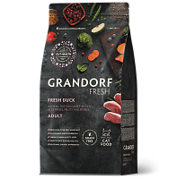 Беззерновой корм с живыми пробиотиками Grandorf Fresh Cat Adult Duck&Sweet Potato Сухой корм для взрослых кошек, Утка и Батат