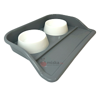 Zliger Набор c двумя мисками для животных на подставке, серый, 0,3л