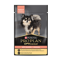 Purina Pro Plan Adult Влажный корм для собак мелких пород с чувствительным пищеварением, Лосось в соусе