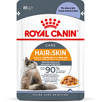 Royal Canin Hair&Skin Влажный корм для кошек, поддержание здоровья кожи и шерсти, тонкие ломтики в желе