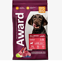 Award Puppy All Breed Lamb Сухой корм для щенков от 1 месяца, беременных и кормящих собак всех пород, Ягненок, Индейка, Яблоко и Черника