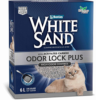 White Sand Наполнитель комкующийся для кошек "С усиленной блокировкой запахов" с активированным углем, без запаха