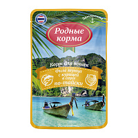 Родные корма Заморские Влажный корм для кошек, Тунец с Курицей в соусе по-Тайски