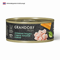 Grandorf Fresh Влажный корм для кошек, Куриная грудка с филе лосося в желе