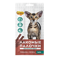 Мнямс Лакомство для кошек Лакомые палочки с Говядиной и Печенью 13.5см