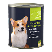 Четвероногий гурман Petibon Smart для собак Рубленое мясо с Индейкой и Телятиной