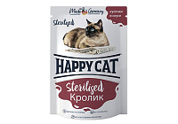 Happy Cat Влажный корм для стерилизованных кошек, кусочки в соусе, Кролик