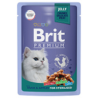 Brit Premium Влажный корм для стерилизованных кошек Утка/Яблоки в желе