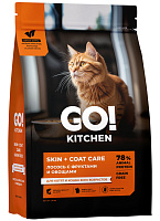 Go! Kitchen Skin+Coat Care Grain Free Сухой корм беззерновой для кошек и котят для здоровья кожи и шерсти, Лосось, Фрукты и Овощи