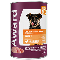 Award Chunks in Gravy Puppy Chicken&Carrot Влажный корм для щенков, Курица и Морковь, кусочки в соусе