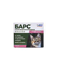 АВЗ Барс Капли для кошек до 5кг против блох и клещей 1 пипетка